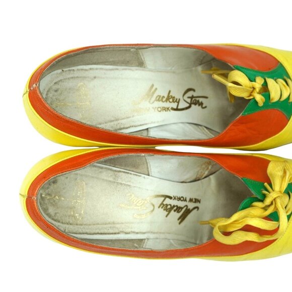 Vintage 1960s 1970s Mackey starr Psychedelic Colorblock Heels Rainbow Mod Pumps - Picture 7 of 10